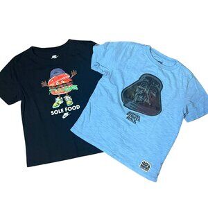 Boys Graphic T-Shirt Bundle Size 6–7 GAP Star Wars Darth Vader + Nike Sole Food